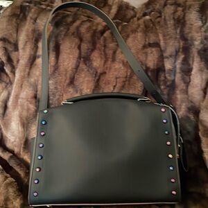 Sharif black leather crossbody bag